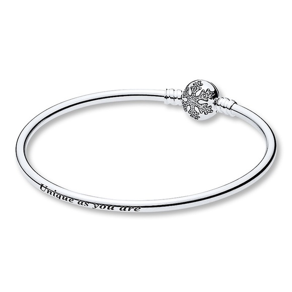 Authentic Pandora Bangle Unique Snowflake - Picture 1 of 5